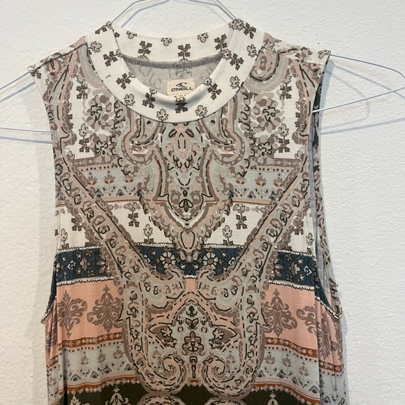 O'Neill Women’s Size Small Halter Strapless Dress‎ Beige Patterned EUC - Picture 4 of 5